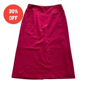Vintage Christopher & Banks Size 14 Stretch Red Pencil Midi Skirt